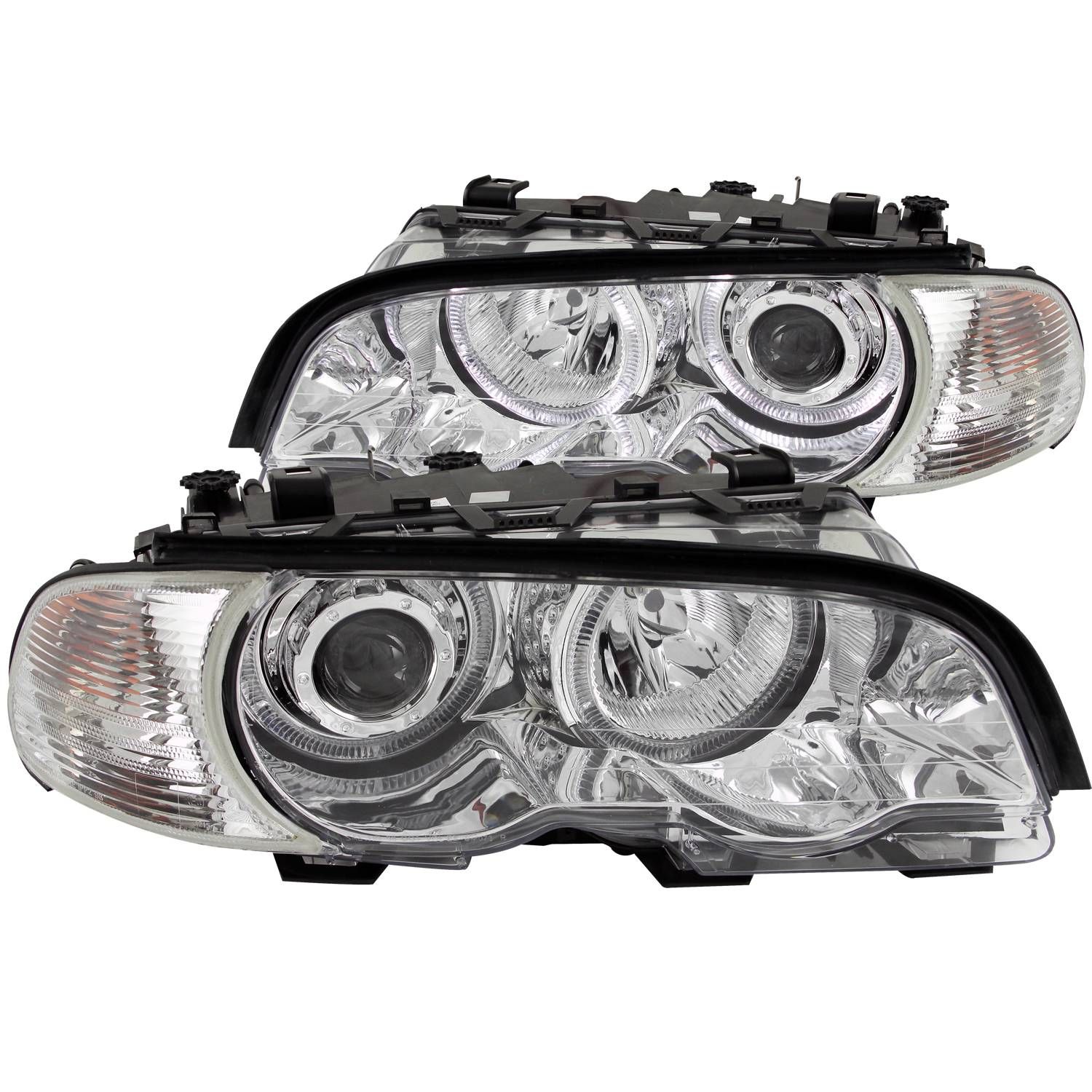 2000-2003 BMW 3 SERIES E46 2DR / M3 2001-2004 PROJECTOR HEADLIGHTS CHROME w/ HALO & CORNER LIGHTS 2PC